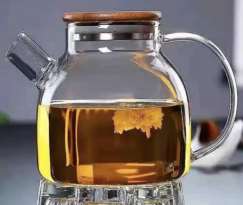 1000 ml. Borosilikat Cam Demlik (Bambu Kapak)