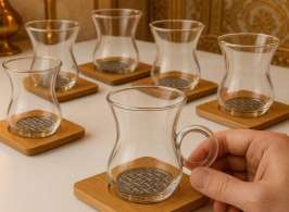 6’lı Borosilikat Bardak ve Altlık Set
