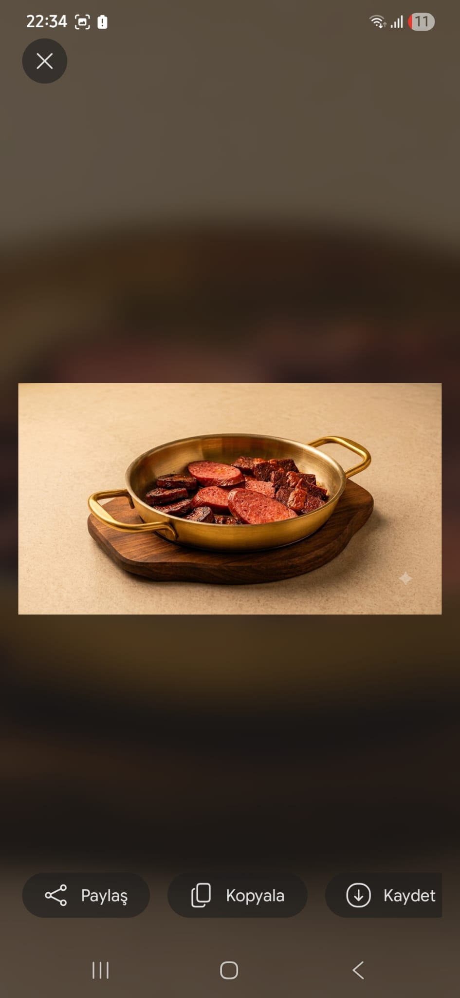 Ahşap Altlıklı Sunum Tavası — Gold